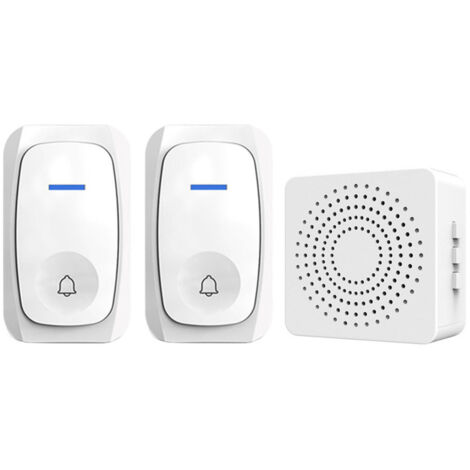 Timbre inalámbrico resistente al agua con 38 melodías seleccionables y volumen ajustable.
