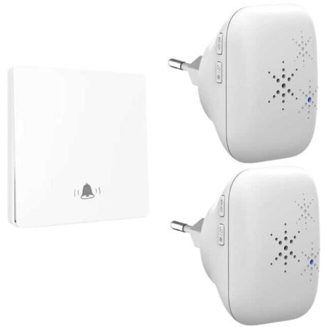 Timbre inalámbrico, sin pilas, doble timbre, listo para instalar - Resistente al agua IP65, alta resistencia - Largo alcance - Diseño mini enchufable