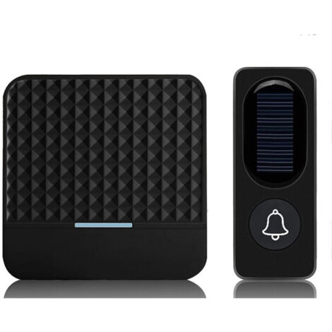 Timbre inalámbrico solar, resistente al agua IP65, alcance de 300 m, timbre exterior, recargable, enchufe europeo.