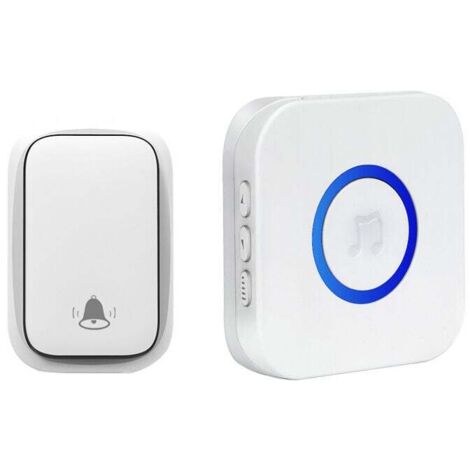 Timbre inalámbrico, timbre electrónico impermeable con batería, 38 melodías en 4 niveles de volumen para el hogar, blanco