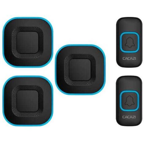 Timbre inalámbrico, timbre LED inteligente para el hogar, 3 timbres, 2 botones, negro