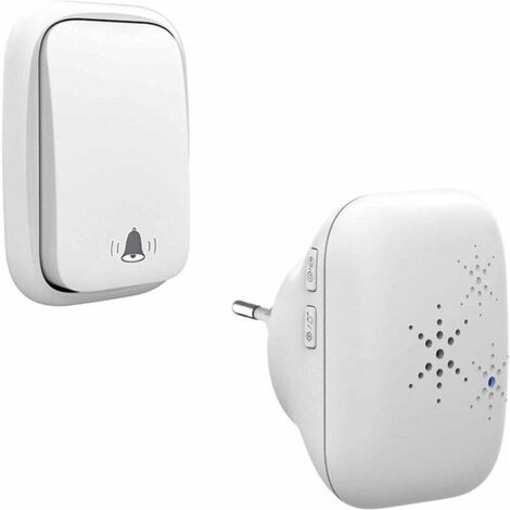 Timbre inalámbrico ZVD sin batería para exteriores, resistente al agua, IP65, resistente a la nieve, la lluvia y la humedad, blanco FDC