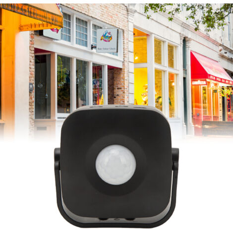 Timbre inteligente con detector de movimiento infrarrojo – Activación acústica con 38 melodías y 7 idiomas – Fácil instalación inalámbrica para clientes residenciales y comerciales – Negro