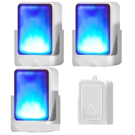 Timbre musical con siete colores intermitentes, blanco, cable 1:3 (1 pulsación, 3 timbres).