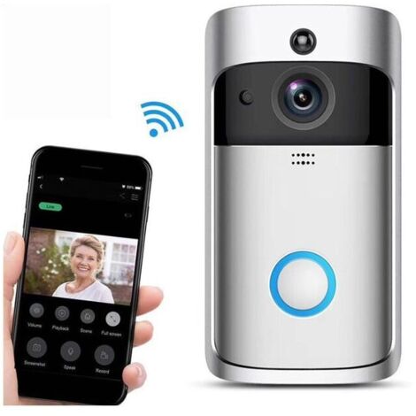 Timbre visual inteligente WiFi V5 para el hogar, intercomunicador visual inalámbrico, videoportero móvil con monitoreo remoto
