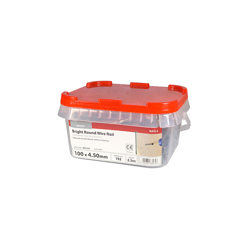Timco - Round Wire Nails - Bright (Size 100 x 4.50 - 2.5 Kilograms)