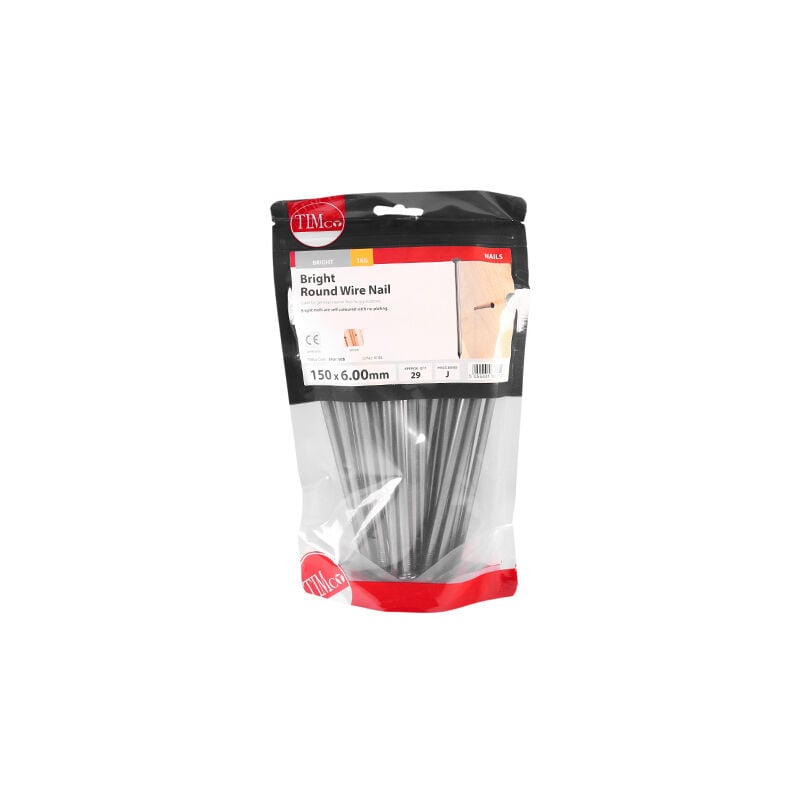 Timco Bright Round Wire Nails - 150 x 6.00mm (1kg Bag)