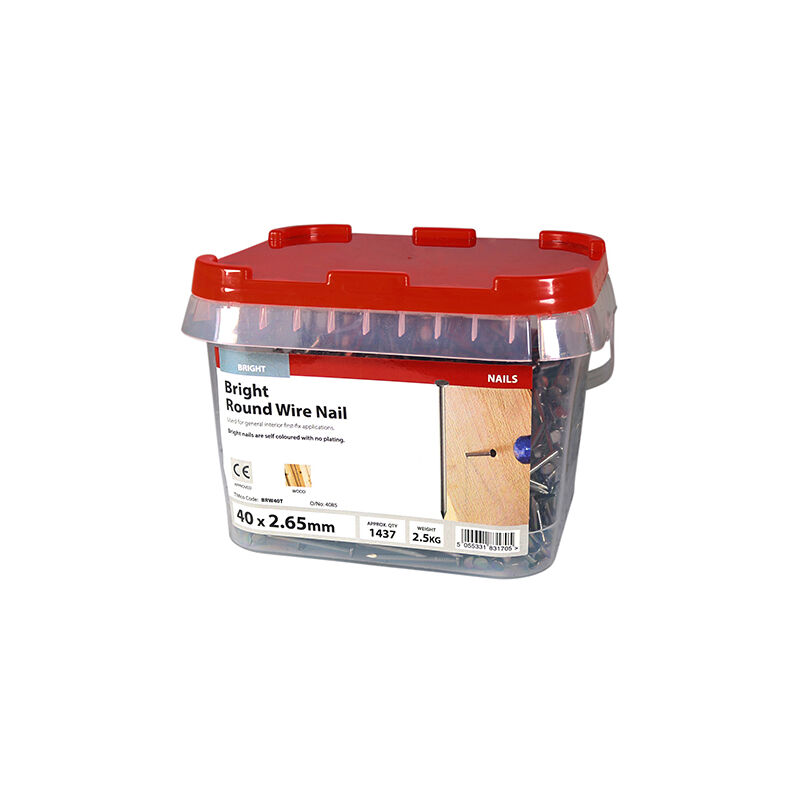 Timco - Round Wire Nails - Bright (Size 40 x 2.65 - 2.5 Kilograms)