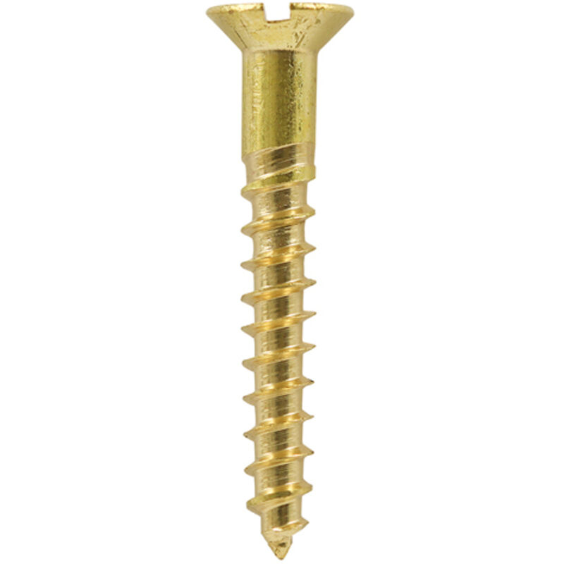 Timco - Solid Brass Timber Screws - SLOT - Countersunk (Size 10 x 2 1/2 - 100 Pieces)