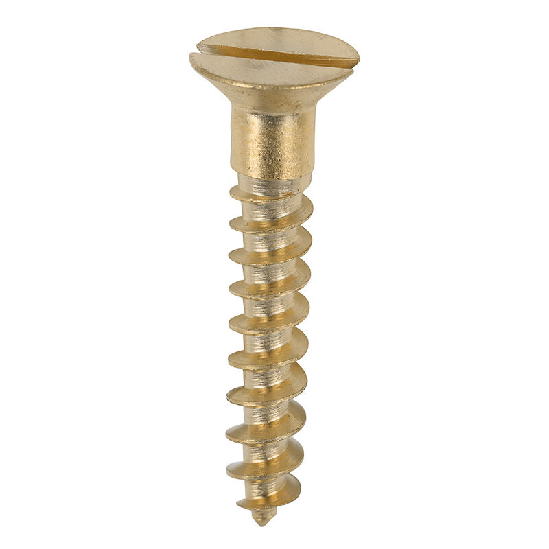 Timco - Solid Brass Timber Screws - SLOT - Countersunk (Size 8 x 1 - 200 Pieces)