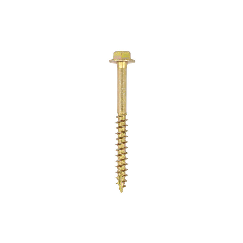 Timco - Solo Coach Screws - Hex Flange - Yellow (Size 8.0 x 100 - 4 Pieces)