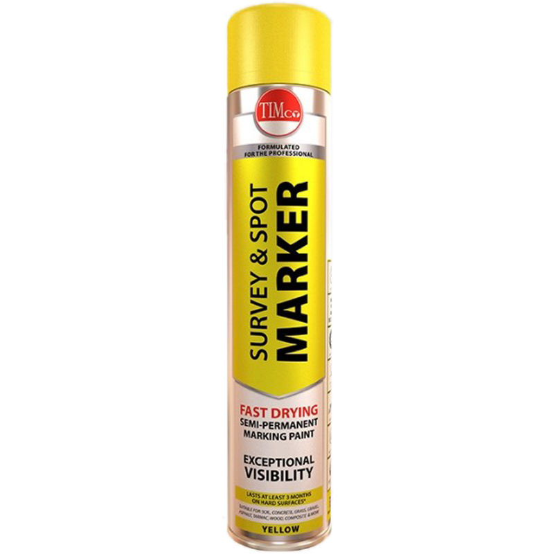 750ml Semi-Permanent Survey & Line Marker Spray - Yellow - Timco