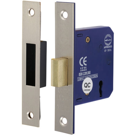 TIMCO 3 Lever Deadlock Satin Nickel - 65mm