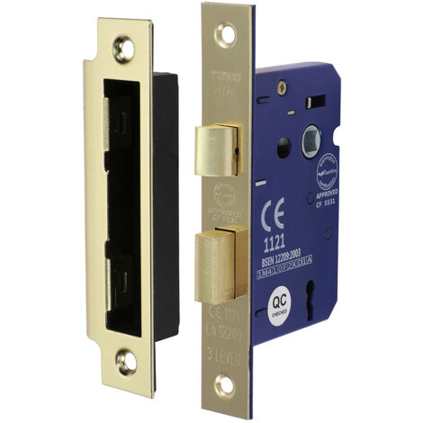 TIMCO 3 Lever Electro Brass Mortice Sashlock 65mm Case 45mm Backset