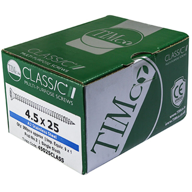 Timco - Classic Multi-Purpose Screws - PZ - Double Countersunk - A2 Stainless Steel (Size 4.0 x 70 - 200 Pieces)