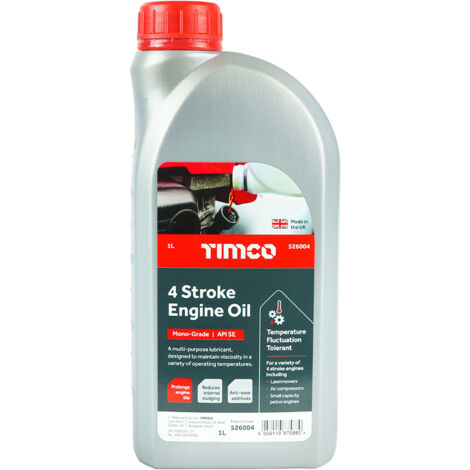 TIMCO 4 Stroke Engine Oil, Premium Oil for Small Petrol Engines, Lawnmower Oil - 1L