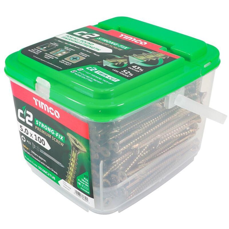 5.0 x 100mm Classic C2 Wood Screw Tub Qty 300 - Timco