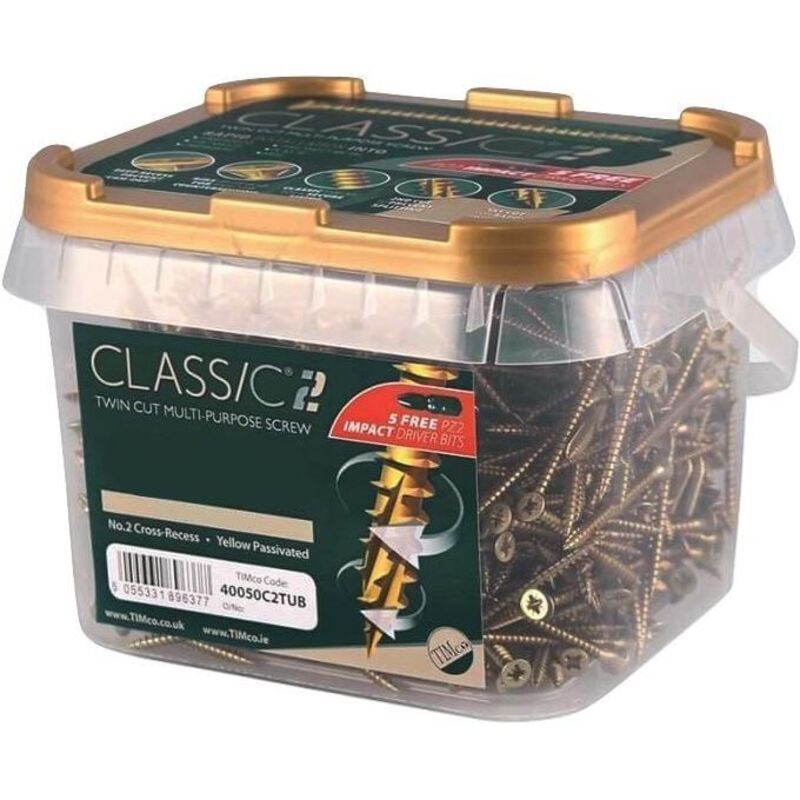 5.0 x 80mm Classic C2 Wood Screw Tub Qty 350 - Timco