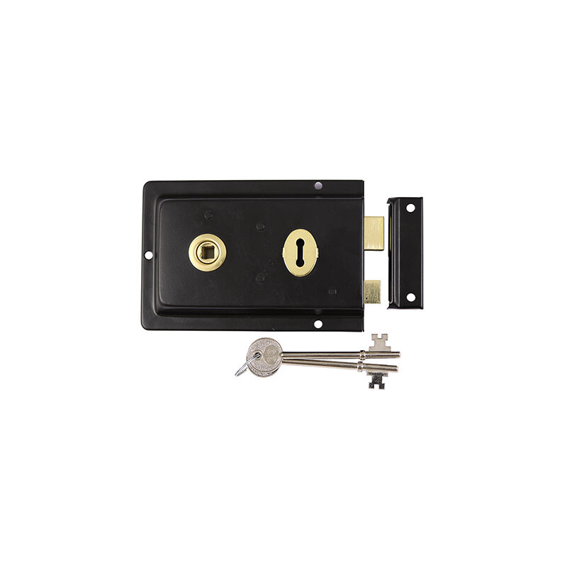 Timco - Rim Sash Lock Fluted - Black (Size 156 x 106mm - 1 Each)