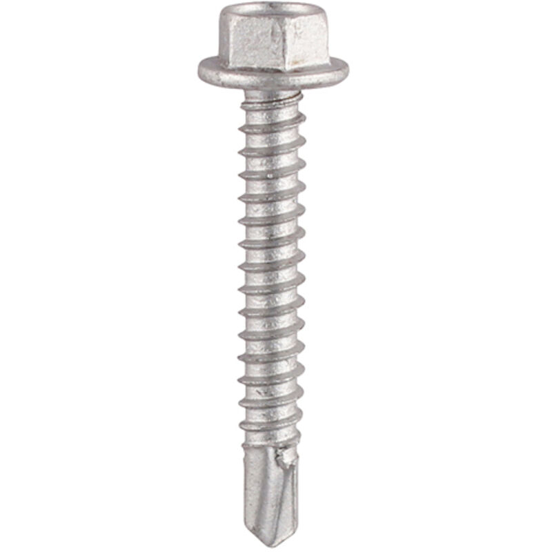 Timco - Metal Construction Light Section Screws - Hex - Self-Drilling - Exterior - Silver Organic (Size 5.5 x 100 - 100 Pieces)