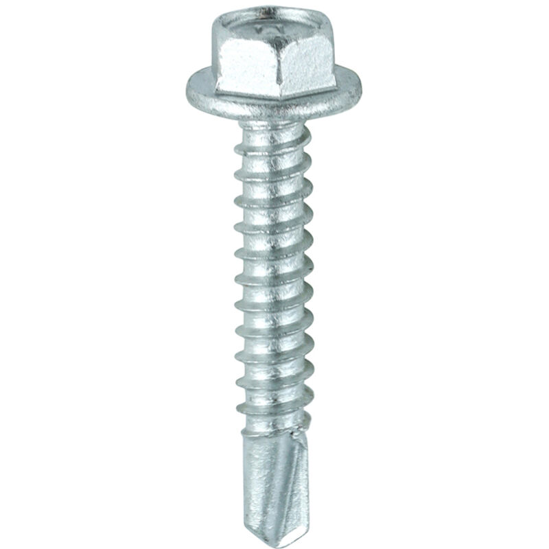 Timco - Metal Construction Light Section Screws - Hex - Self-Drilling - Exterior - Silver Organic (Size 5.5 x 32 - 100 Pieces)