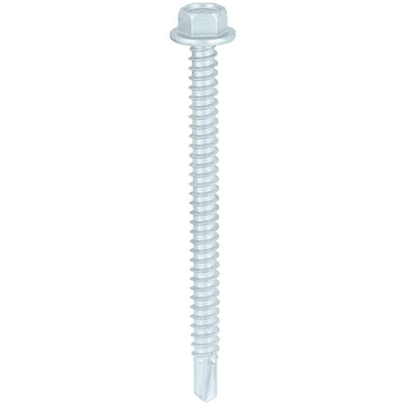 Timco - Metal Construction Light Section Screws - Hex - Self-Drilling - Exterior - Silver Organic (Size 5.5 x 70 - 100 Pieces)