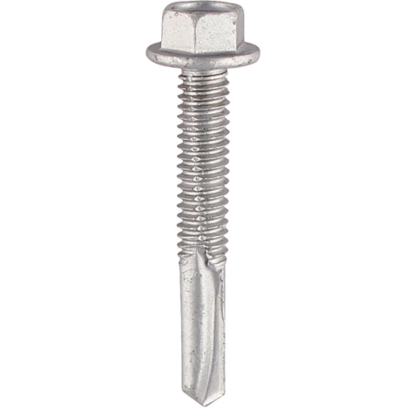 Timco - Metal Construction Heavy Section Screws - Hex - Self-Drilling - Exterior - Silver Organic (Size 5.5 x 80 - 100 Pieces)