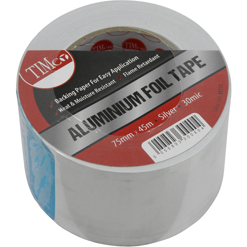 Timco Supplies - Timco Aluminium Foil Tape 45m x 75mm (1 Pack)