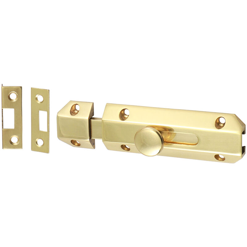 Timco - Architectural Flat Section Bolt - Polished Brass (Size 100 x 35mm - 1 Each)
