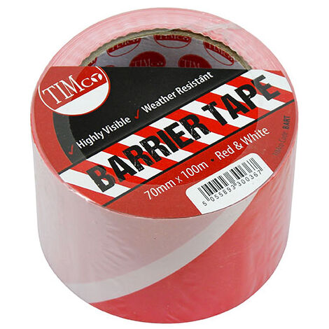 TIMCO Barrier Tape Red & White - 100m x 70mm