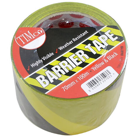 TIMCO Barrier Tape Yellow & Black - 100m x 70mm