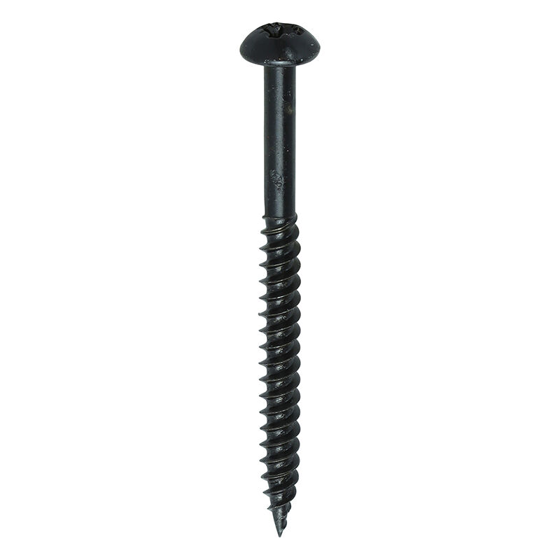 Timco - Blackjax Woodscrews - PZ - Round - Black Organic (Size 8 x 2 - 200 Pieces)