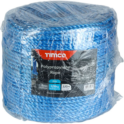 TIMCO Blue Polypropylene Rope Long Coil - 8mm x 220m