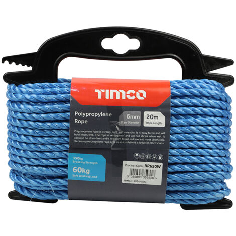 TIMCO Blue Polypropylene Rope on Winder - 6mm x 20m