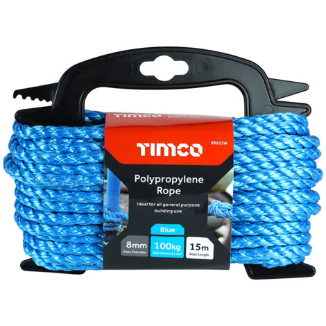 TIMCO Blue Polypropylene Rope on Winder - 8mm x 15m