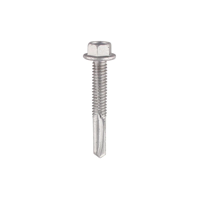 Timco - Metal Construction Heavy Section Screws - Hex - Self-Drilling - Bi-Metal - Exterior - Silver Organic (Size 5.5 x 38 - 100 Pieces)