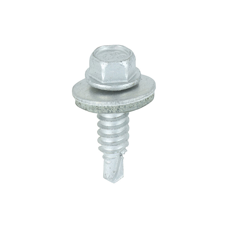 Timco - Metal Construction Stitching Screws - For Sheet to Sheet - Hex - EPDM Washer - Bi-Metal - Exterior - Silver Organic (Size 6.3 x 22 - 100 Piece