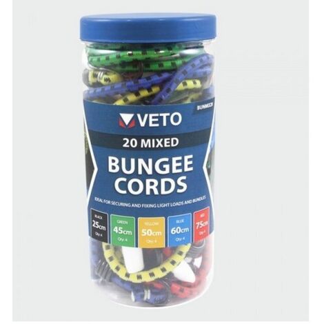 TIMCO Bungee Cords with Laminated Hook Mixed Pack - 20pcs