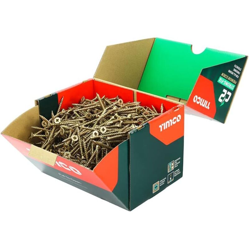 Timco - C2 Strong-Fix Multi-Purpose Premium Screws - Industry Pack - PZ - Double Countersunk - Yellow (Size 5.0 x 50 - 1000 Pieces)