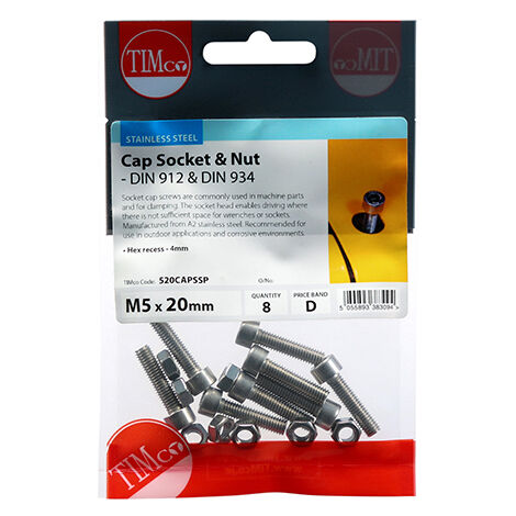 TIMCO Cap Socket Screws DIN912 A2 Stainless Steel - M5 x 20