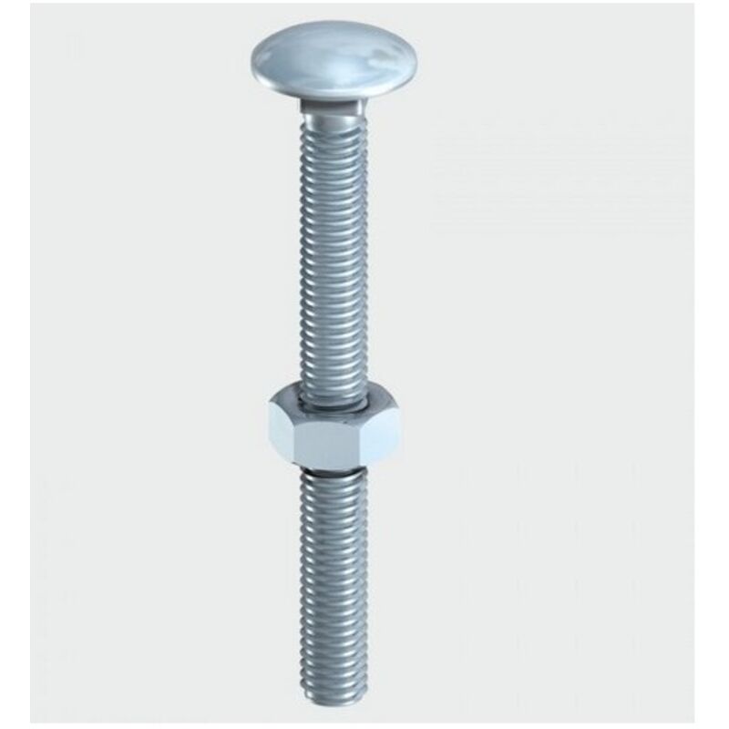 Timco - Carriage Bolts DIN603 & Hex Full Nut DIN934 Silver - M8 x 100