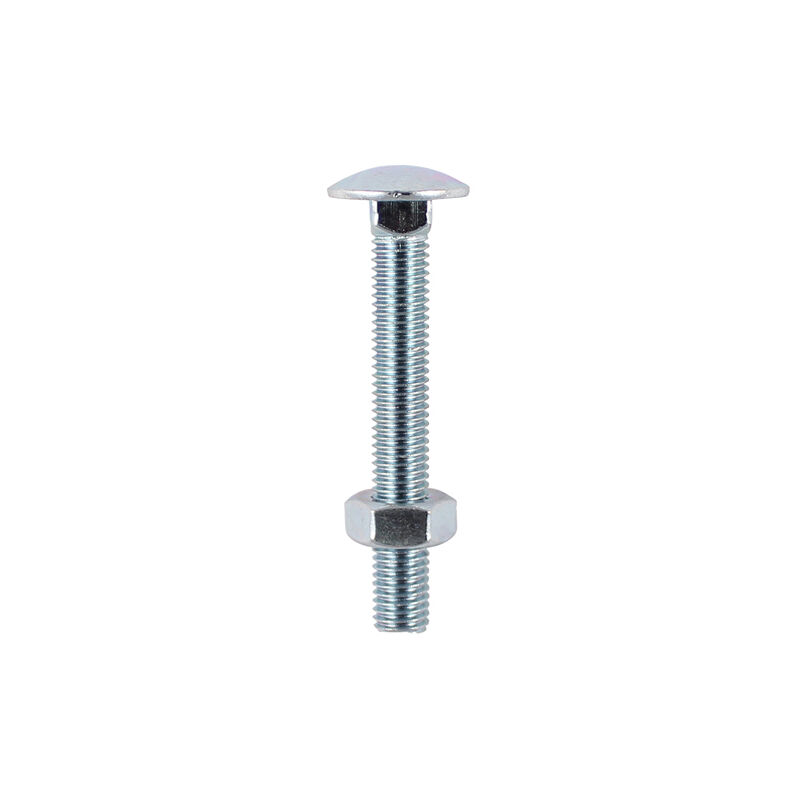 Carriage Bolts DIN603 & Hex Full Nut DIN934 Silver - M8 x 180 - Timco