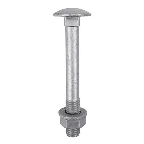 TIMCO Carriage Bolts DIN603, Hex Full Nuts DIN934 & Form A DIN125-A Washer Exterior Silver - M8 x 50
