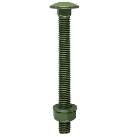 TIMCO Carriage Bolts DIN603 Hex Nuts & Form A Washers Green Exterior - M10 x 100