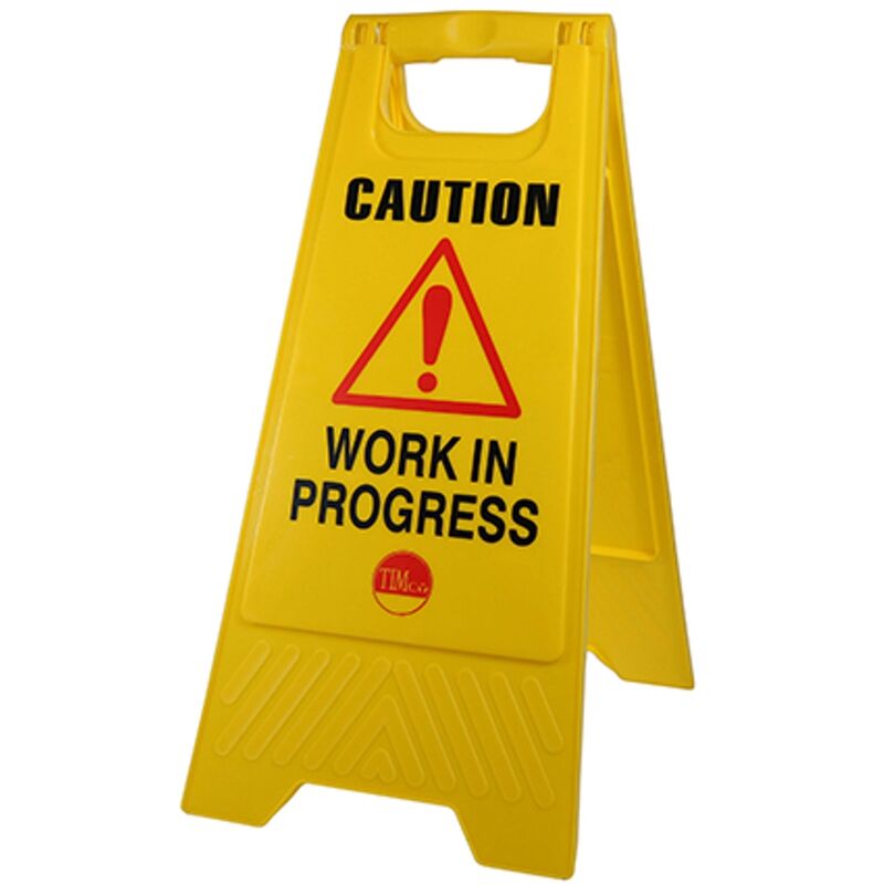 Caution Work in Progress A-Frame Safety Sign - 610 x 300 x 30 (1 Bag) - Timco