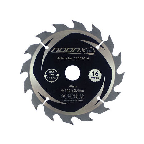 ADDAX Timco Circular Saw Blade General Purpose Coarse/Medium - 140 x 20 (16 Teeth) (1 Pack)