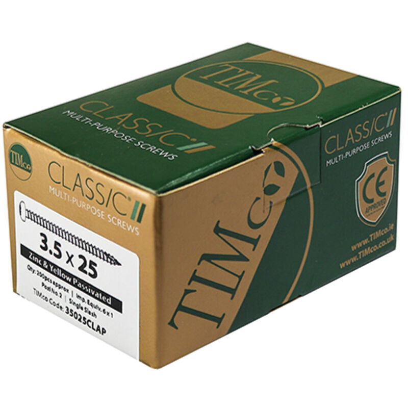 Timco - Classic Multi-Purpose Screws - PZ - Pan Head - Yellow (Size 4.0 x 25 - 200 Pieces)