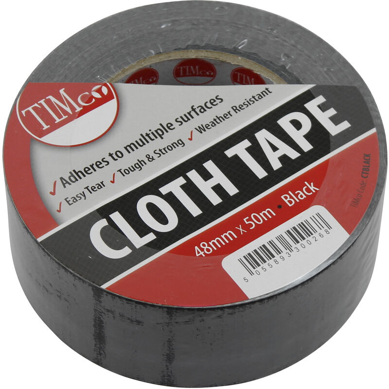 Timco Supplies - Timco Cloth Tape Black 50m x 48mm (1 Pack)