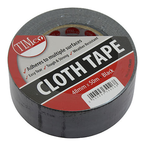 TIMCO Cloth Tape Black - 50m x 48mm