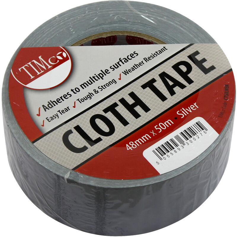 Timco Cloth Tape Silver 50m x 48mm (1 Pack)